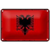 Femer Blechschild Flagge Albanien 18x12cm Retro Flag Albania