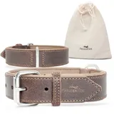 Freudentier gefüttertes Halsband aus Leder dunkelbraun 42 cm, 3 cm