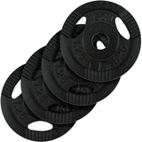 ScSPORTS® Hantelscheiben - Set, 4x0,5/1,25/2,5/5 kg, 2x10/15 kg, 1x20 kg, 31mm, Gusseisen, Tri-Grip, Hammerschlag, Schwarz - Hantelscheiben-Set, Gewichtsscheiben (5 kg (4 x 1,25 kg))