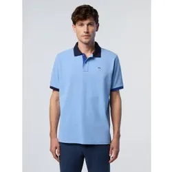 North Sails für Herren. 692440 Poloshirt mit kontrastierenden blauen Paspeln (XXL), Lässig, Baumwolle, Kurzarm