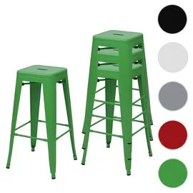 Mendler 4er-Set Barhocker Metall Industriedesign stapelbar grün