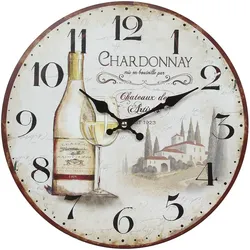 Wanduhr AMBIENTE HAUS "Wanduhr - Wein 28cm", bunt, B:28cm H:28cm T:3,5cm, Wanduhren
