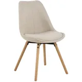 Mid.you Stuhl, Beige, Textil, Eiche, massiv, Füllung: Polyurethan (Pur), rund, 49x84x55 cm, Esszimmer, Stühle, Esszimmerstühle, Vierfußstühle