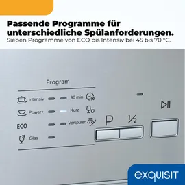 Exquisit EGSP56312-EB-030E Einbau-Geschirrspüler (teilintegrierbar, 598 mm, Silber)