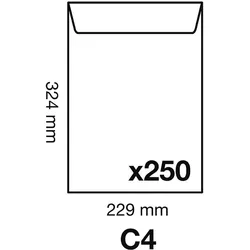 Clairefontaine 250x Versandtaschen haftklebend 229x324mm/C4 120g - Weiß 8250C
