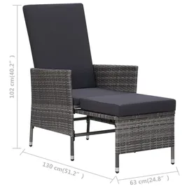 vidaXL Garten-Lounge-Set 3-tlg. grau