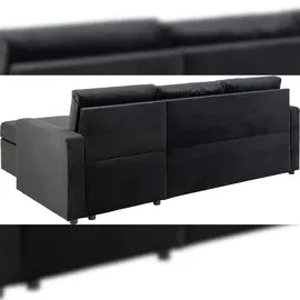 VCM ebuy24 Sofa + Bettsofa, Schlafsofa Chaiselong wendbar, Versteckte Aufbewahrung und Ausziehbares Bett antracitgrau.