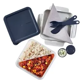 Lock & Lock LocknLock TO GO Lunchbox mit Fächern 1,2L, Bento Box Erwachsene mit Sandwicheinsatz, Toppingtray, Messer, Gabel & Saucenbecher, auslaufsichere Meal Prep Box, Spülmaschinen- & mikrowellengeeignet