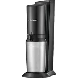 SodaStream Crystal 3.0 Wassersprudler mit Quick Connect CO2-Zylinder und Glaskaraffe (0,6 l) – Titan/Silber