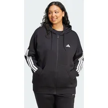 adidas Essentials 3-Streifen Full-Zip Fleece Kapuzenjacke Herren Schwarz/Weiß 2X