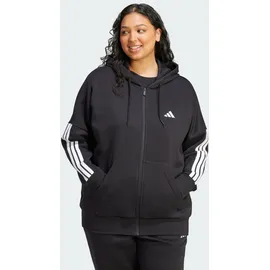 adidas Essentials 3-Streifen Full-Zip Fleece Kapuzenjacke Herren Schwarz/Weiß 2X
