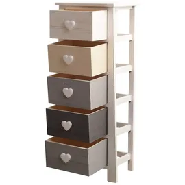 Mobili Rebecca Rebecca Mobili Kommode 5 Schubladen Holz, weiß, grau und beige