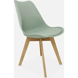 sweeek - 6 skandinavische Stühle mit Holzbeinen - Seladon Grün