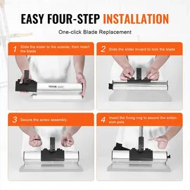 Vevor Trockenbau-Spachtelklingen-Set, 254/406/610/813/1016 mm Spachtelklingen + 862-2072 mm Verlängerungsgriffstange, Edelstahlmesser, Spachtelwerkzeuge, für Gipskarton/wandplatten/gipskartonplatten