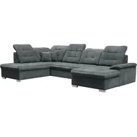 DOMO-HOME Ecksofa mit Schlaffunktion NICOLE – Modernes Ecksofa 345x230cm | Regulierbaren Kopfstützen | Boxspring-Funktion und Stauraum | Ideal f... - Grau