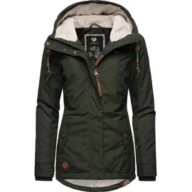 Ragwear Damen warme kurze Winterjacke mit Kapuze Monade Intl Dark Olive22 Gr. M - M