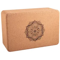 Berk Yogablock - aus Kork groß mit Blume des Lebens und Mandala