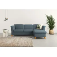 Home Affaire Ecksofa HOME AFFAIRE "Trelleborg L-Form", blau (blaugrau), B:249cm H:86cm T:162cm, 100% Polyester, Sofas, Ecksofa, Federkern-Polsterung, wahlweise mit Bettfunktion und Bettkasten