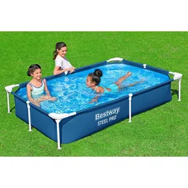 BESTWAY Steel Pro Frame Pool 221 x 150 x 43 cm inkl. Filterpumpe und Reparaturset