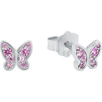 S.Oliver Ohrstecker 925 Sterling Silber Mädchen Kinder Ohrschmuck, mit Zirkonia synth., 0,5 cm, Silber, Schmetterling, Kommt in Schmuck Geschenk Box, 2036822