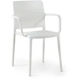 PAPATYA Fame-K Designstuhl mit Einer Belastbarkeit von 200 kg stapelbar, Terassenstuhl aus Kunststoff UV beständig, Leichter Stuhl mit Rückenlehne für Balkonstuhl aus Polypropylen (1, Weiß)