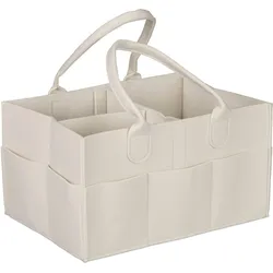 Relaxdays Baby Windel Caddy, 11 Fächer, entnehmbare Trenner, tragbare Filztasche, Auto & Wickeltisch Organizer, beige