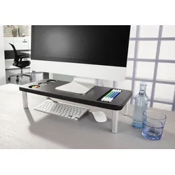 Standregal RUCO, grau (aluminiumfarben, schwarz), B:56cm H:13cm T:24cm, Kunststoff, Regale, (Monitorständer), Aluminium/Kunststoff