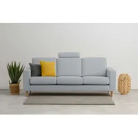 OTTO home 3-Sitzer OTTO HOME "Tvinno", grau (gray), B:217cm H:87cm T:86cm, 100% polyester, Sofas, im skandinavischen Stil, mit Massivholzfüßen, Breite 217 cm