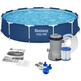 BESTWAY 3 in 1 Set Frame Pool Schwimmbecken 366 x 76 cm mit Filterpumpe 56706