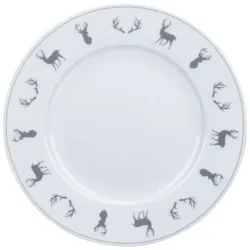Krasilnikoff Dessertteller Winter Lodge aus Porzellan, Ø20cm, dunkelgrau