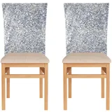 Stuhlhussen für Geburtstagsparty, Stuhlhussen für Esszimmerstühle, 2er-Set, weich, Hochzeit, Grau, Glitzer, Silber, glänzendes Muster