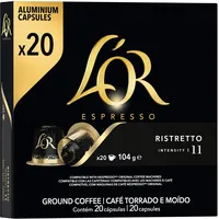 L'OR Kaffeekapseln Ristretto, frisch & würzig, Intensität 11/13, 20 Getränke, Nespresso* kompatible Kaffee Kapseln, 20 Kapseln