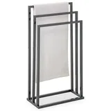 Idimex Handtuchhalter KUNO, grau lackiert - freistehender Badetuchhalter mit 3 Stangen, Handtuchständer aus Metall