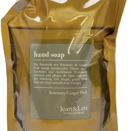 Jean&Len Jean & Len Handseife Nachfüllbeutel Rosemary & Ginger, reinigt beanspruchte Hände, für die tägliche Anwendung, Flüssigseife im Nachfüllpack, ohne Parabene, Silikone & Mikroplastik, 500 ml