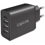 Logilink Steckdosenadapter (3x USB-A, 27W für Smartphones/Tablets/eBooks/etc. - Überlast-, Überspannungs-, Überhitzungs-, Überlade- und Kurzschlussschutz, FastCharge