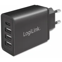 Logilink Steckdosenadapter (3x USB-A, 27W für Smartphones/Tablets/eBooks/etc. - Überlast-, Überspannungs-, Überhitzungs-, Überlade- und Kurzschlussschutz, FastCharge