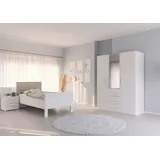 rauch Schlafzimmer-Set Evelyn, (Set, 3-tlg), Schrank und Bett in 2 Breiten, Nachttisch mit Paneel MADE IN GERMANY weiß