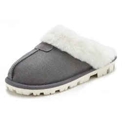 Plüsch Hausschuhe, Hausschuh,Pantoffeln,Clogs, Schlappen, Pantolette mit Warmfutter VEGAN, Gr. 37, grau, , 21199222-37