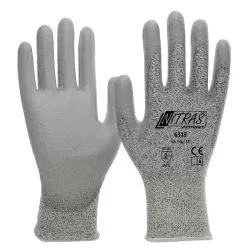 NITRAS Schnittschutzhandschuhe, PU grau 6315-L , 1 Karton = 100 Paar, Größe L (8)