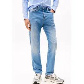 Tommy Hilfiger TOMMY JEANS "Ryan Regular Slim Straight", Herren, Gr. 30, Länge 34, blau (denim medium), Denim/Jeans, Obermaterial: 95% Baumwolle, 4% Elastomultiester, 1% Elasthan, straight fit, Jeans Straight-Jeans