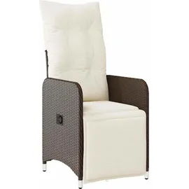 vidaXL 7-tlg. Garten-Bistro-Set mit Kissen Braun Poly Rattan