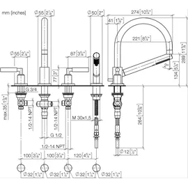 Dornbracht Tara. Wannen-Vierlochbatterie (2751288200)