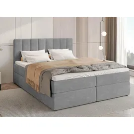 bromarkt Boxspringbett mit 2 Bettkasten, Bonell-Matratze, Polsterbett, Bett Hellgrau, Textil, H3, Höhe ca. 18 cm, 180x200 cm, Schlafzimmer, Betten, Boxspringbetten