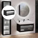 Neoro n80 albus Unterschrank B: 100 cm mit 1 Auszug, mit profilierter Glasfront auf Aluminiumrahmen, BN0433PG,