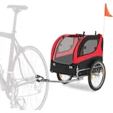 COSTWAY Hundeanhänger für Fahrrad, bis 40 kg, Fahrradanhänger für kleine & mittelgroße Hunde, klappbarer Hundebuggy Rot