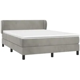 vidaXL Boxspringbett mit Matratze Hellgrau 140x200 cm Samt