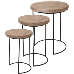 WellHome - Set mit 3 runden Beistelltischen aus Metall Ø18Ø28Ø38cm