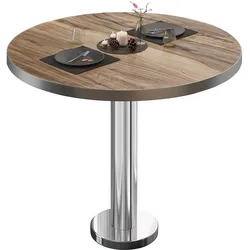 BML | Bistrotisch | Ø:H 60 x 75 cm | Sheesham / Edelstahl | Rund | Edelstahl Rand