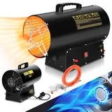 Tubiaz Gasheizgebläse 30kW Gasheizer mit 700 mbar Druckminderventil Edelstahl gasheizung für innenräume, 2,18 kg/h Gas Verbrauch,220V Piezozündung und Tragegriff