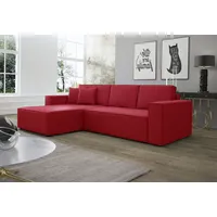 Fun Möbel Ecksofa Schlafsofa Sofa CONOR PREMIUM Kunstleder Soft Rot Ottomane Links - Rot